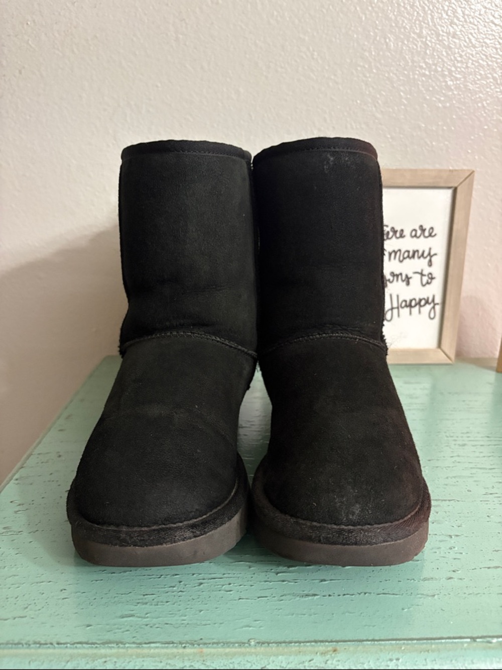 Classic Short Black Suede Winter Boots